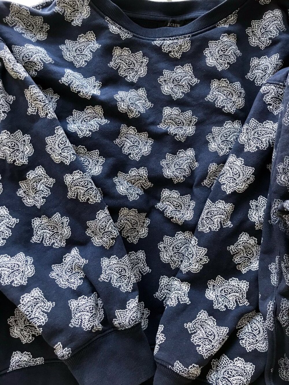 J. Crew Navy Paisley Print Sweatshirt